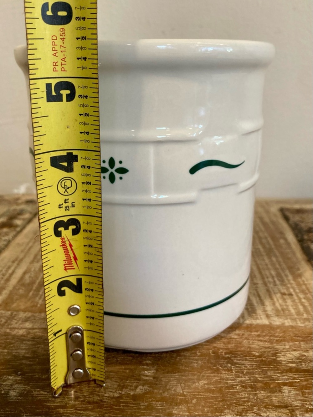 Longaberger Pottery Woven Traditions Ceramic Crock Utensil Holder 1 Quart Green - Picture 16 of 16